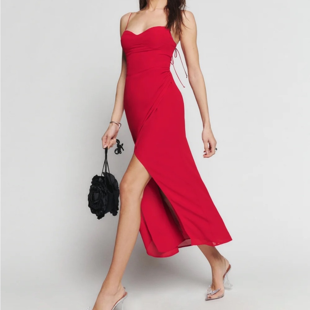 Reformation Red Sleeveless Maxi Dress with Slit